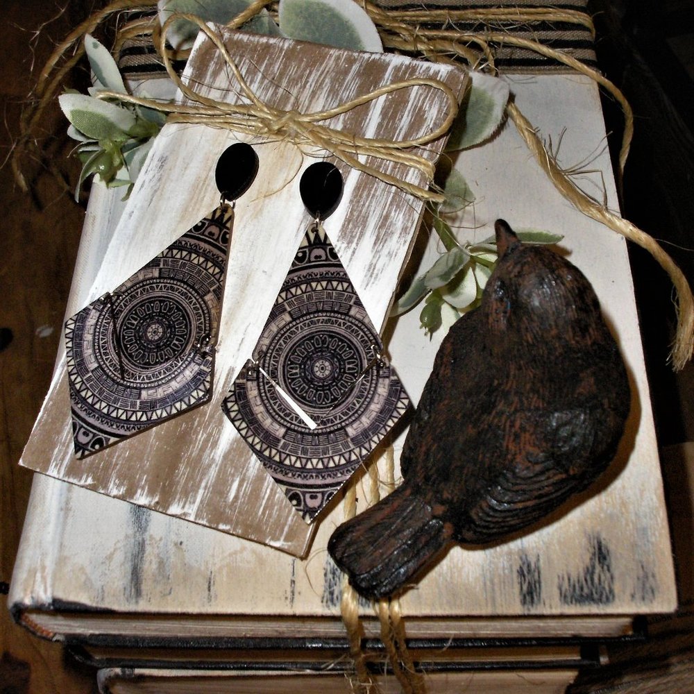 Wood Tribal Earrings